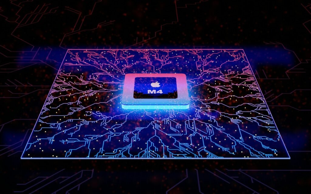 an image of an apple logo on a circuit board